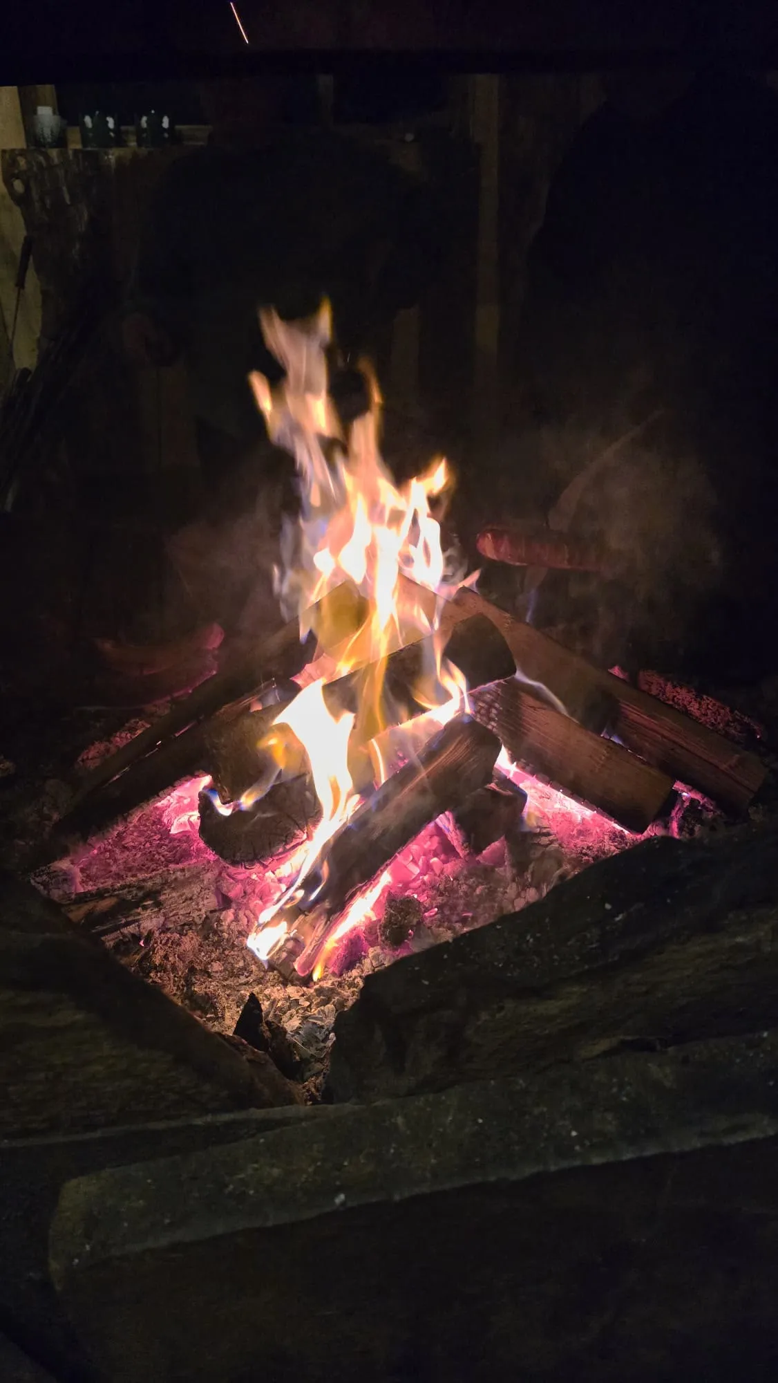 Ognisko po kuligu, nocą